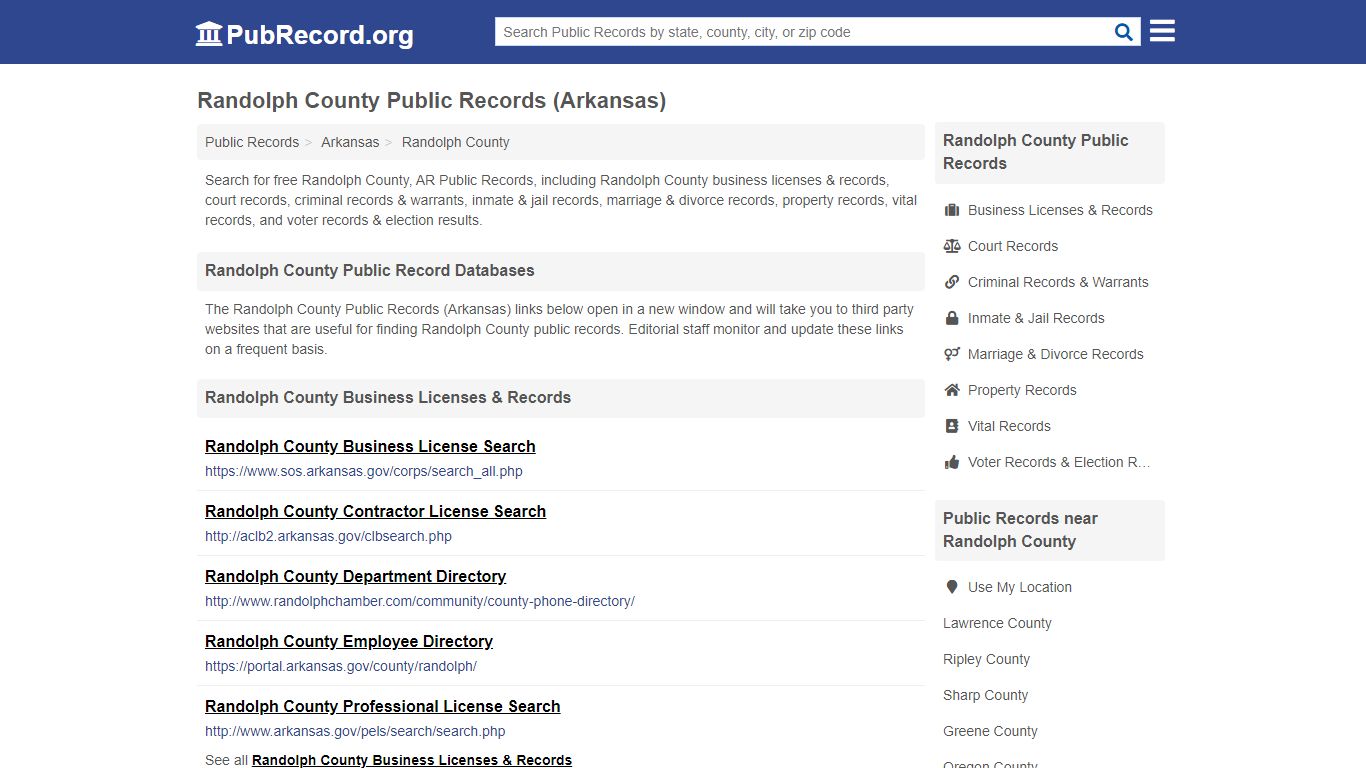 Randolph County Public Records (Arkansas) - PubRecord.org